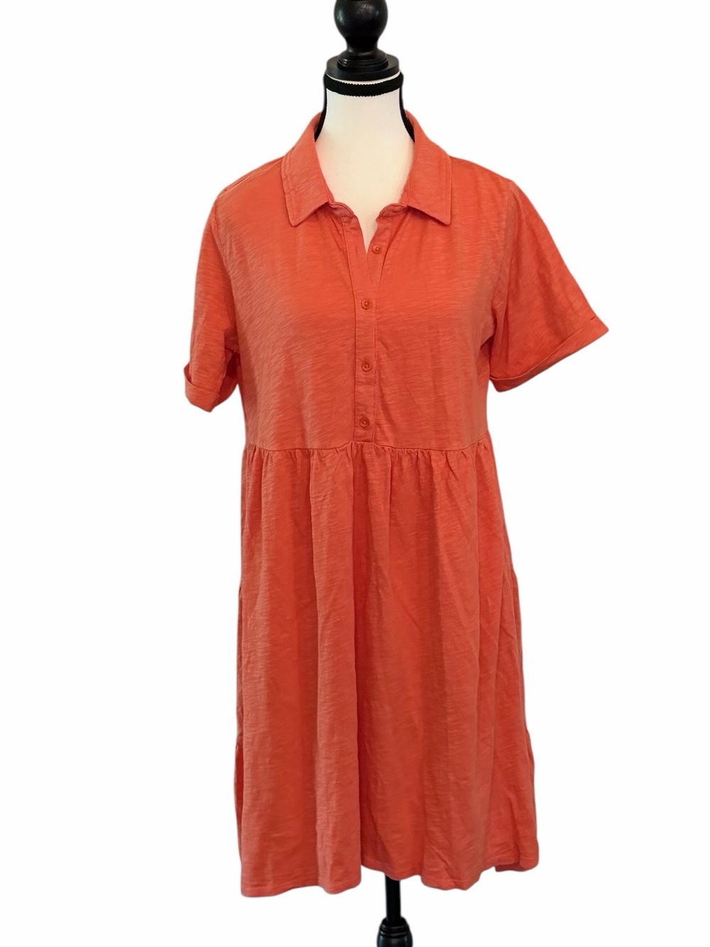 NWT Mododoc Los Angeles Soft Rust Tiered Slub Knit Shirt Dress Small